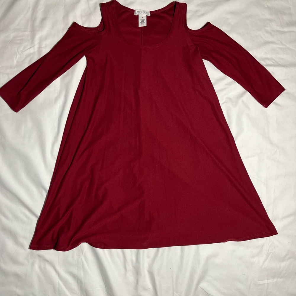 Planet Gold Red Cold Shoulder Dress
